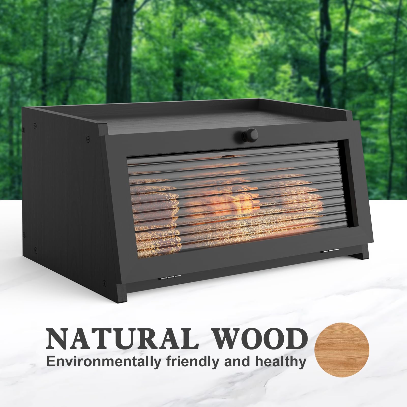 LOHASOK Bread Box flat-top surface adds space for jars or decor