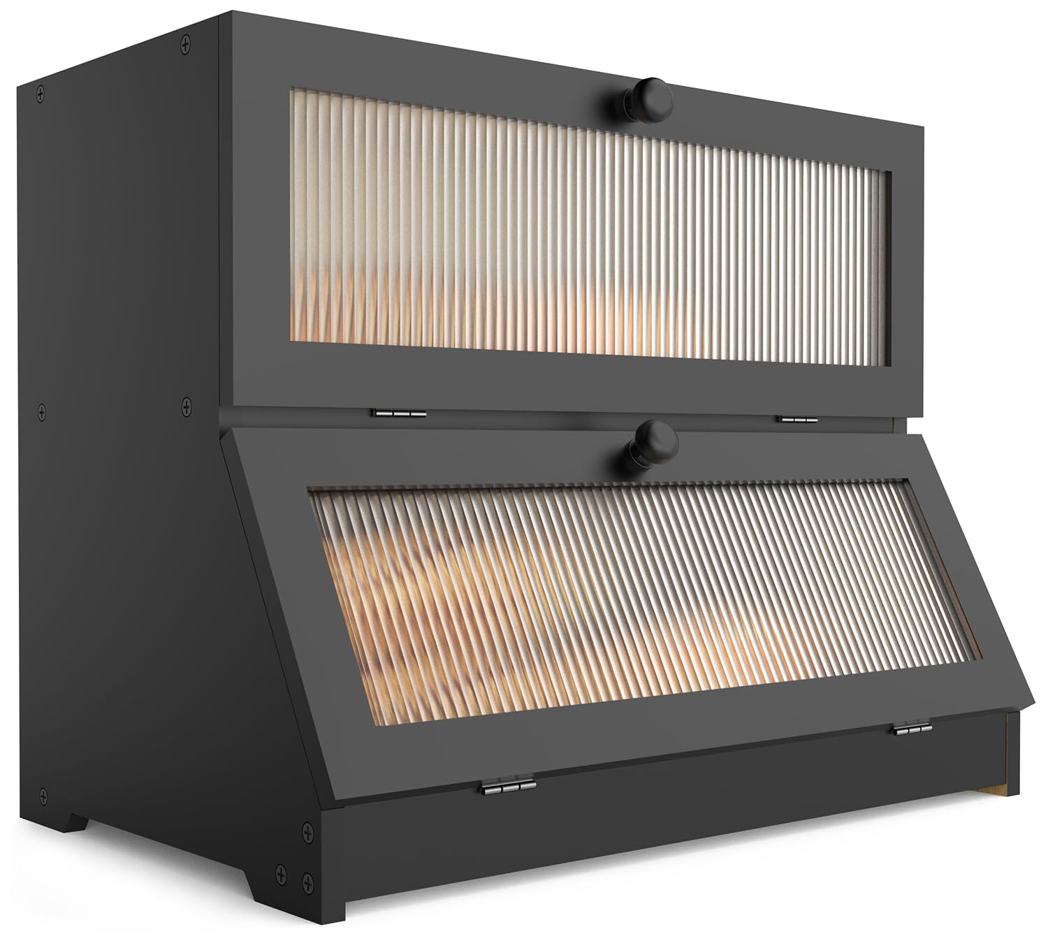 LOHASOK double-layer bamboo bread box front window showing contents at a glance and fresh look