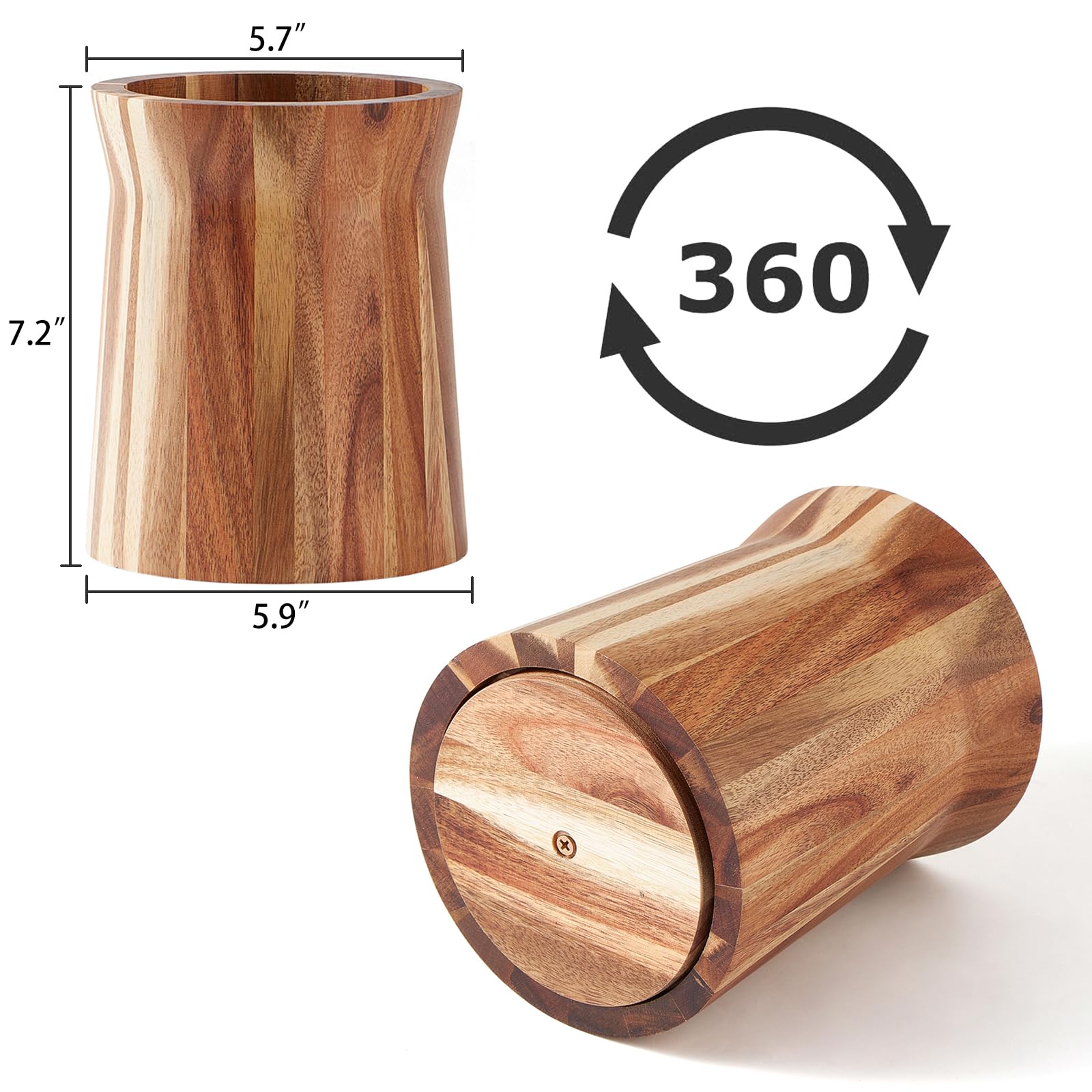 LOHONER acacia wood crock adds warm, natural tones to any countertop decor.