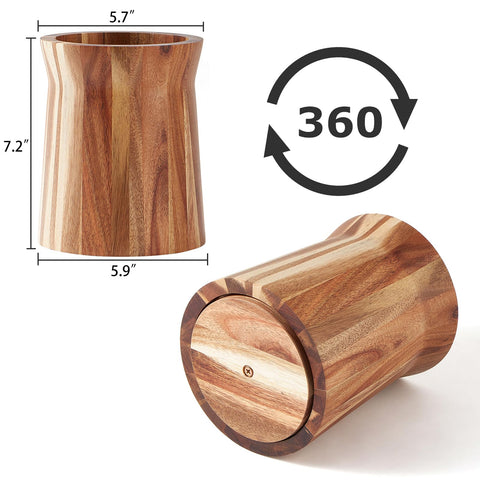 LOHONER acacia wood crock adds warm, natural tones to any countertop decor.