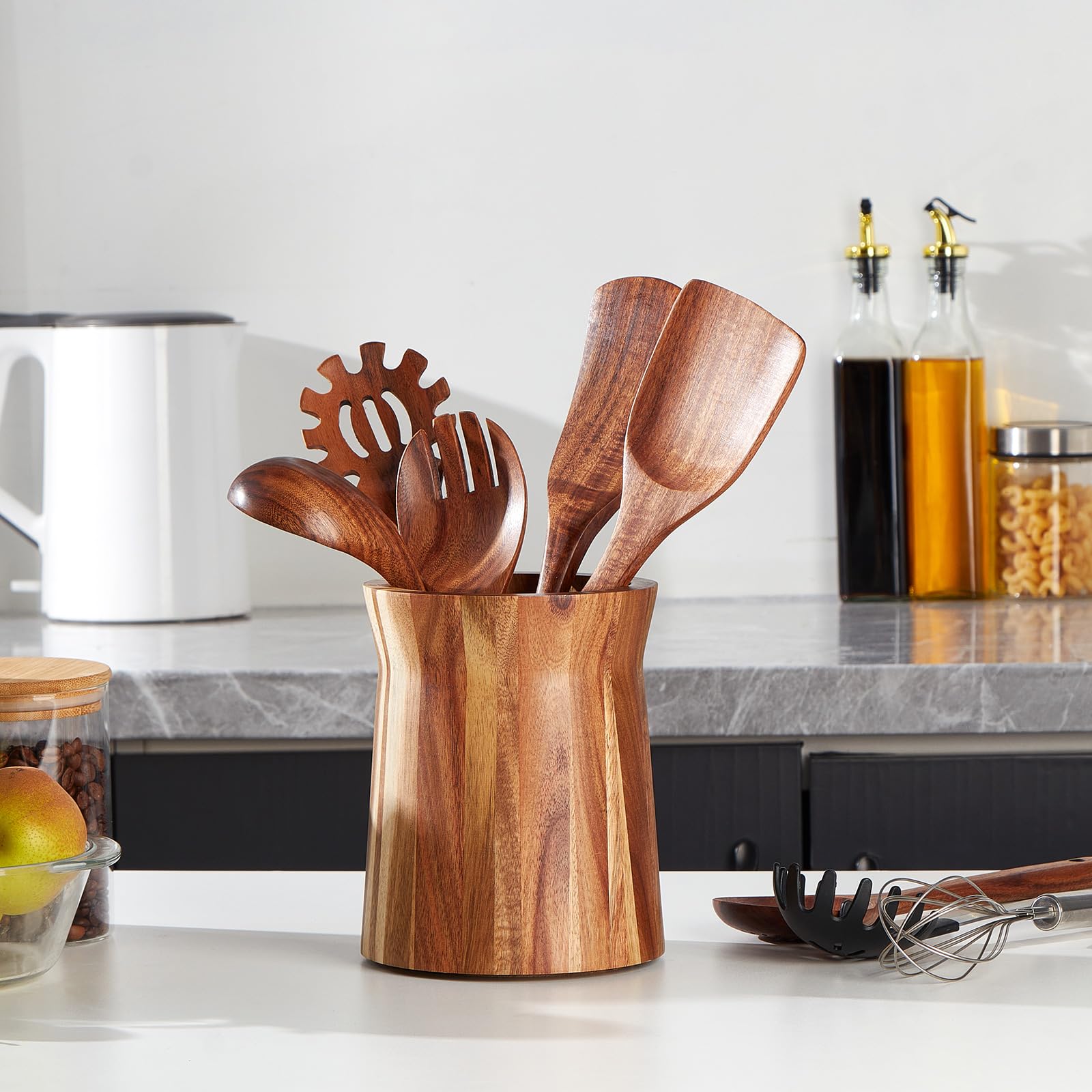 LOHONER large utensil organizer holds over 15 utensils for clutter-free counters.