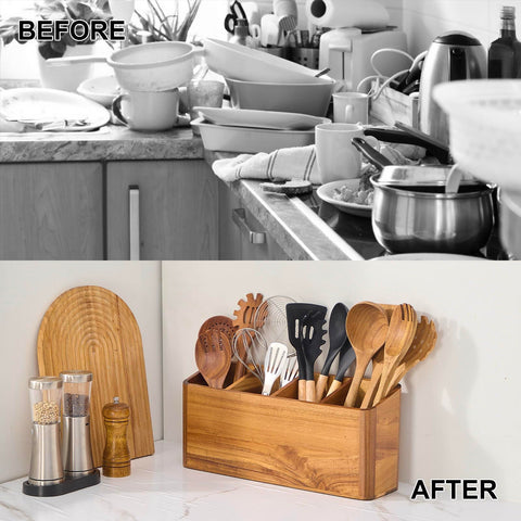 LOHONER four-compartment holder keeps spoons, spatulas, whisks and tongs neatly arranged