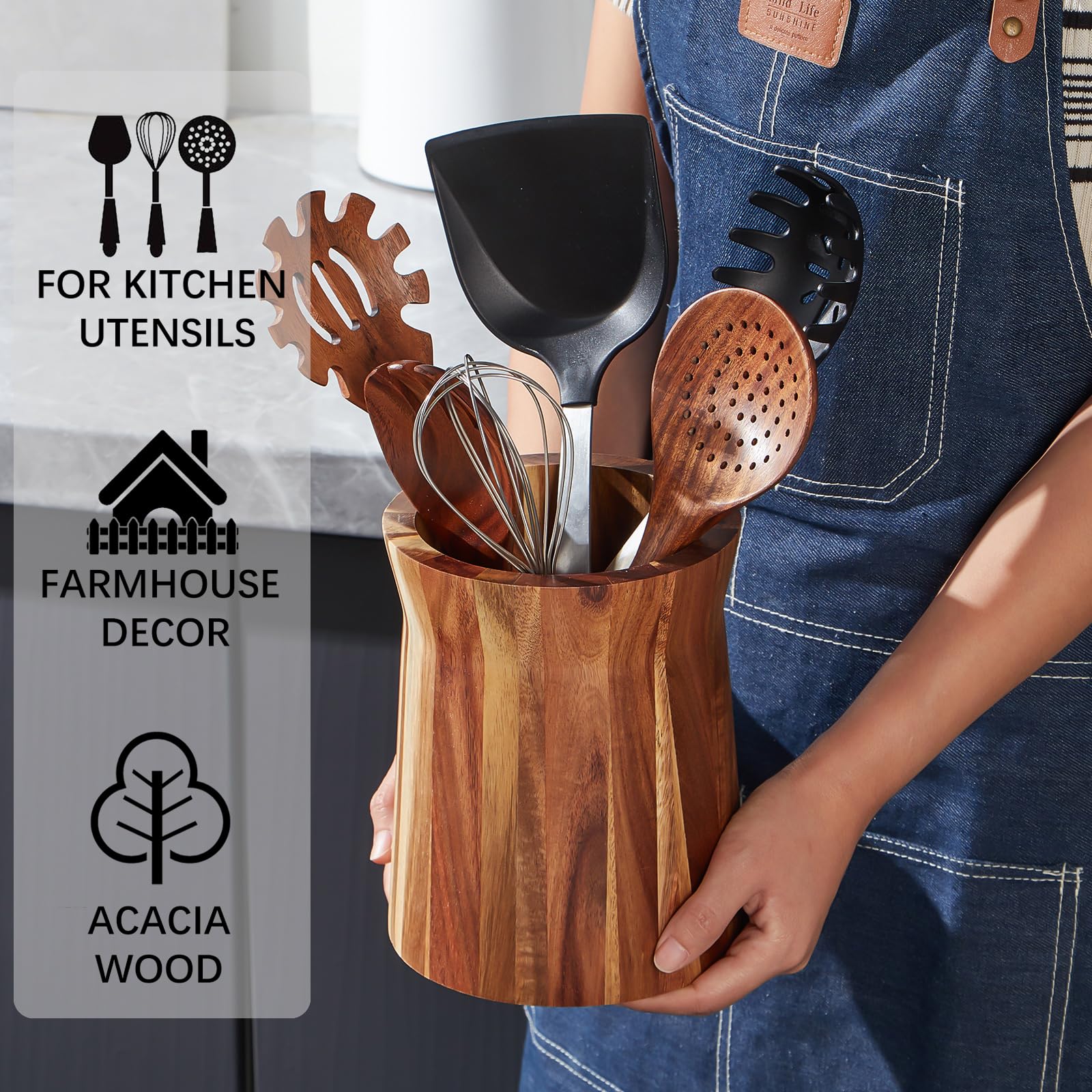 LOHONER trumpet-shaped opening adds elegant flair and steady utensil access.