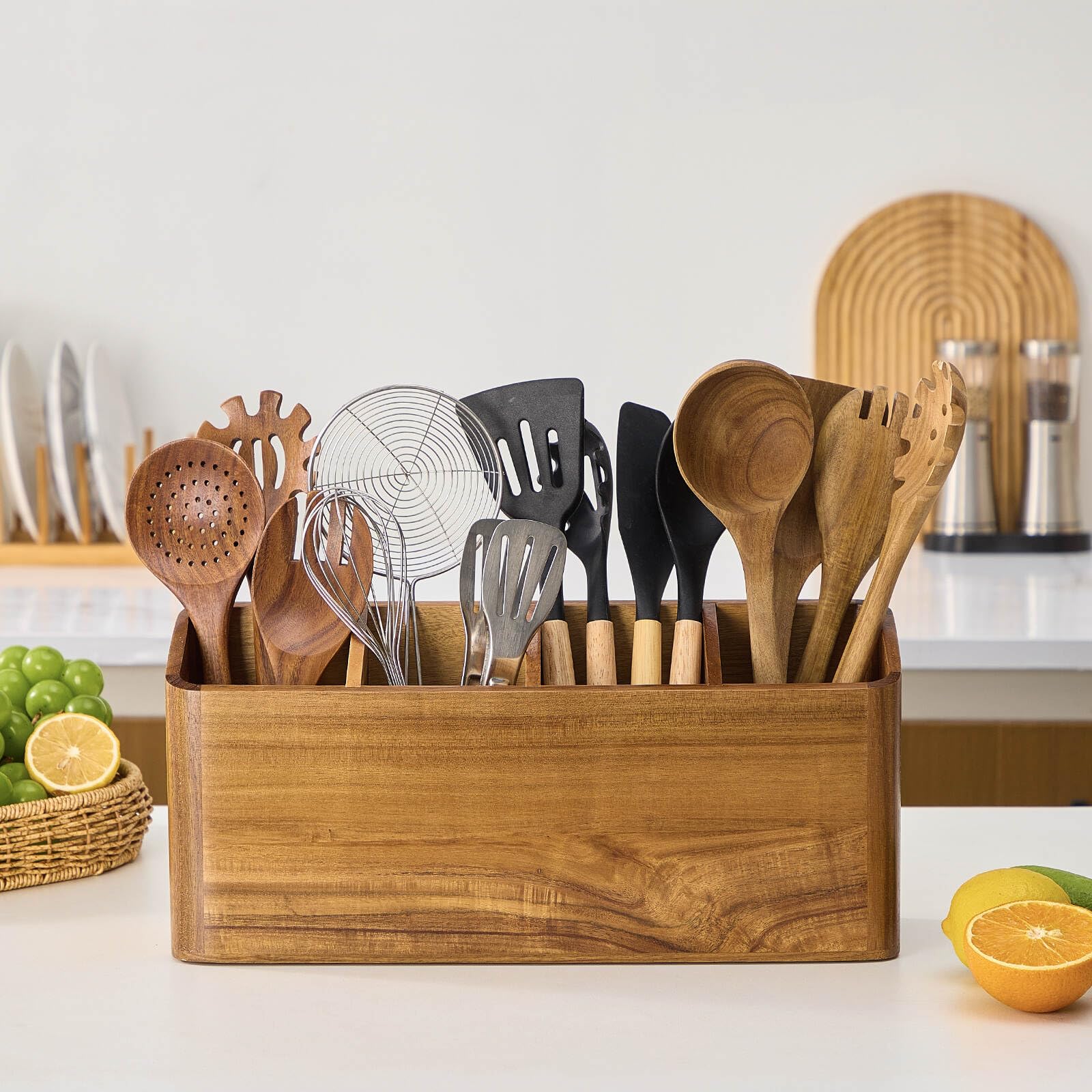 LOHONER utensil organizer with slanted opening for easy access to utensils