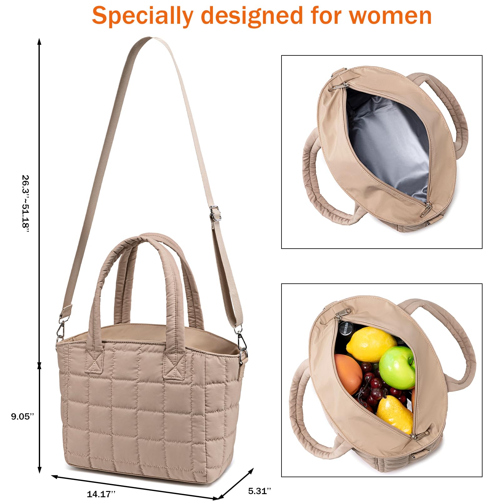 LOIDOU khaki 9L capacity fits meals and snacks