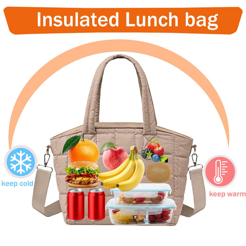 LOIDOU khaki lunchbox side view showing adjustable strap