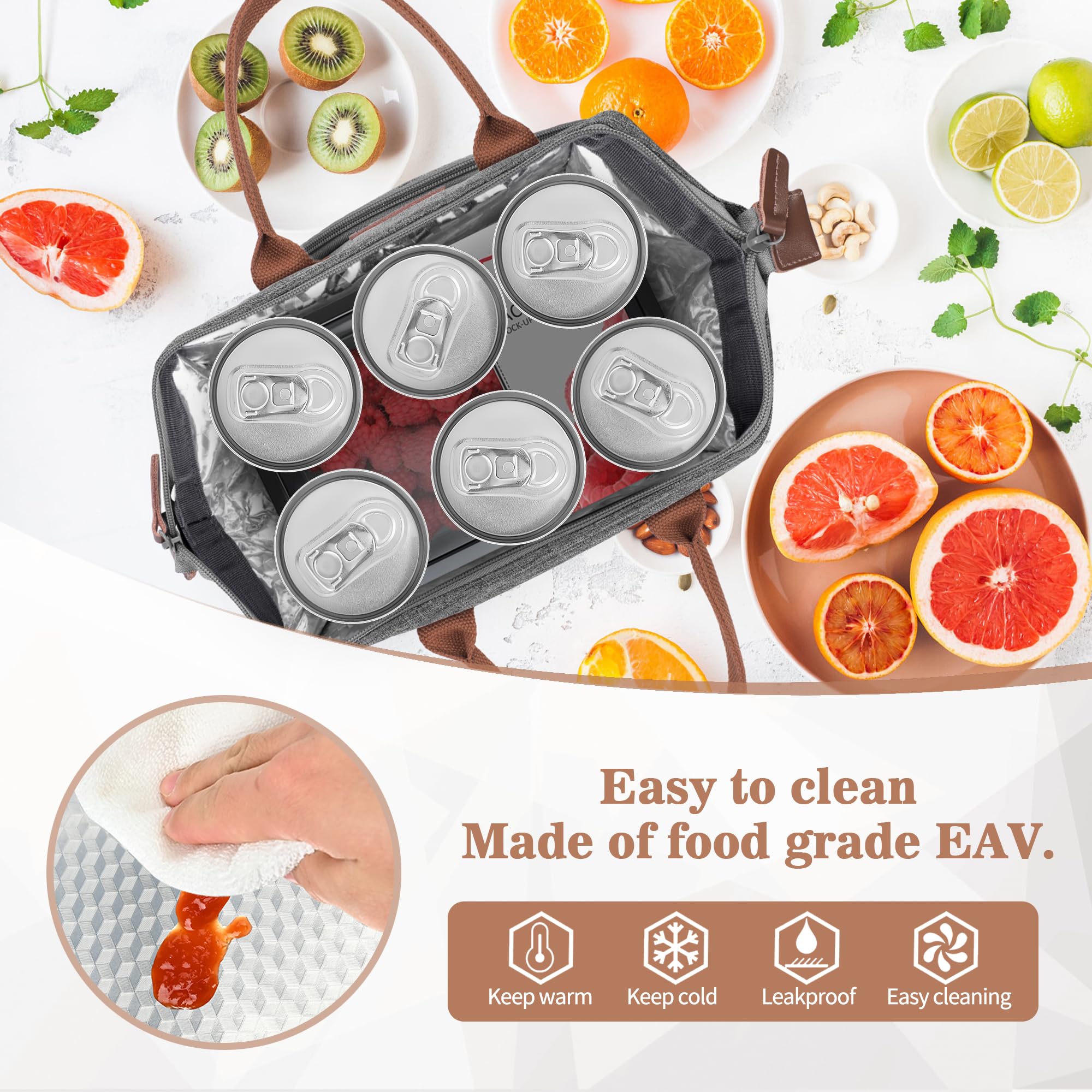 LOKASS insulated lunch bag grey in daily-use office setting