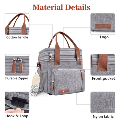 LOKASS lunch bag interior mesh pocket keeps utensils neatly organized.