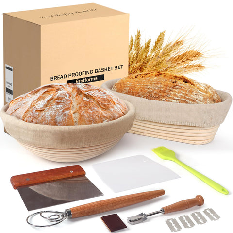 Lokeisna banneton round 10in: natural rattan for even proofing and shaping