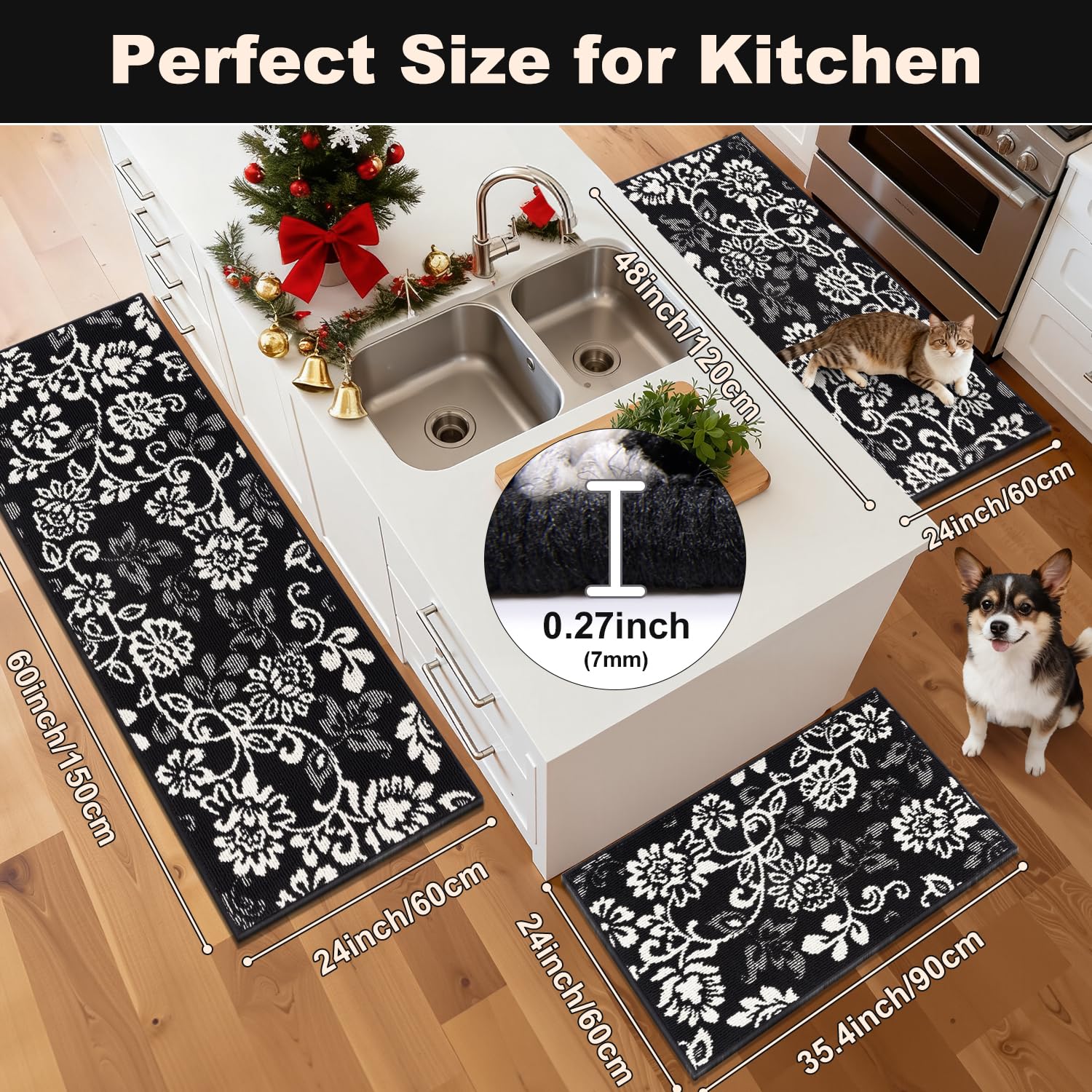 Lokhom Boho rugs non-slip backing keeps kitchen floors safely in place