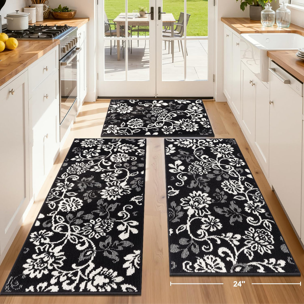 Lokhom Boho kitchen rugs 3-piece paisley floral pattern adds style to high traffic areas