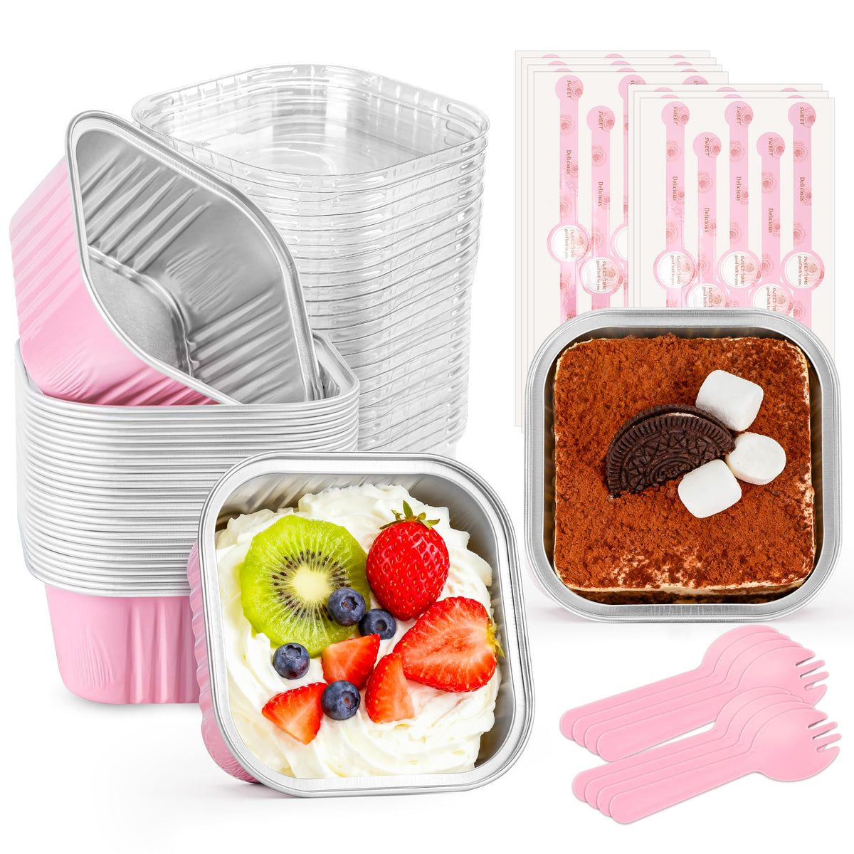 LOKQING mini cake pans with pink lids for easy party portions