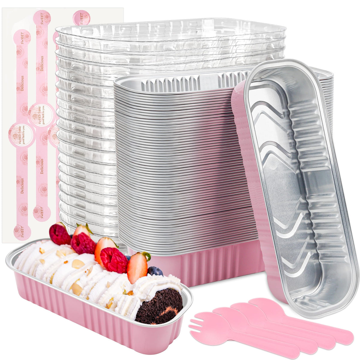 LOKQING pink mini loaf pans with lids ideal for elegant wedding desserts and transport