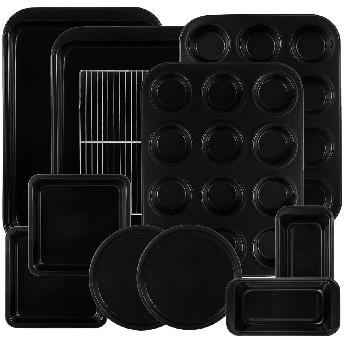 Lollicy 11-piece nonstick bakeware set with versatile pans for cookies and sheet cakes.