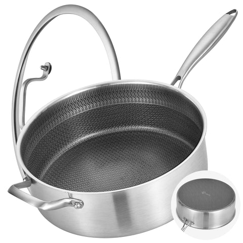 LOLYKITCH 7 quart hybrid pan with lid for even browning and cooking