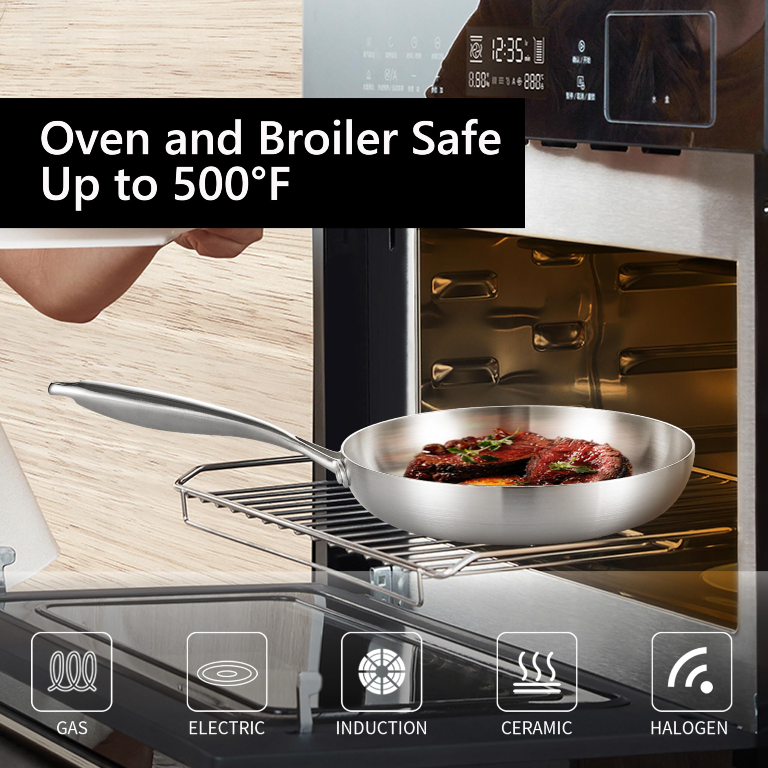 LOLYKITCH pan with detachable handle for safe, cool-to-touch transfers.