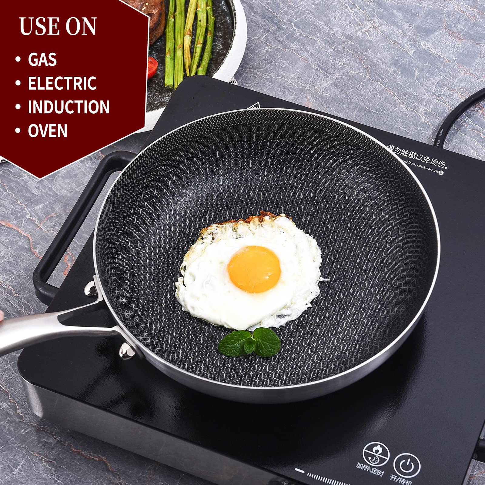 LOLYKITCH 12-inch frying pan delivers even heat for family meals and steady searing.
