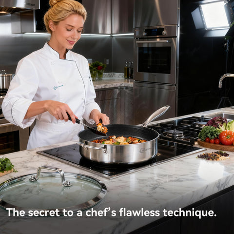 LOLYKITCH wide 6qt pan ideal for searing, braising, and family meals