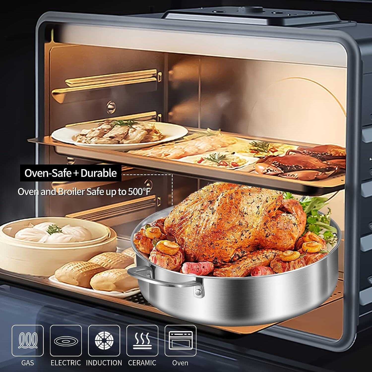 LOLYKITCH 12-inch deep pan with lid enables versatile sauteing and braising