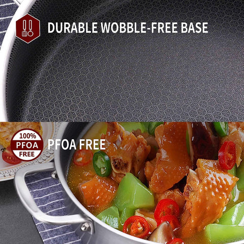 LOLykitch tri-ply pan on induction stove, even heat distribution for versatile cooking.