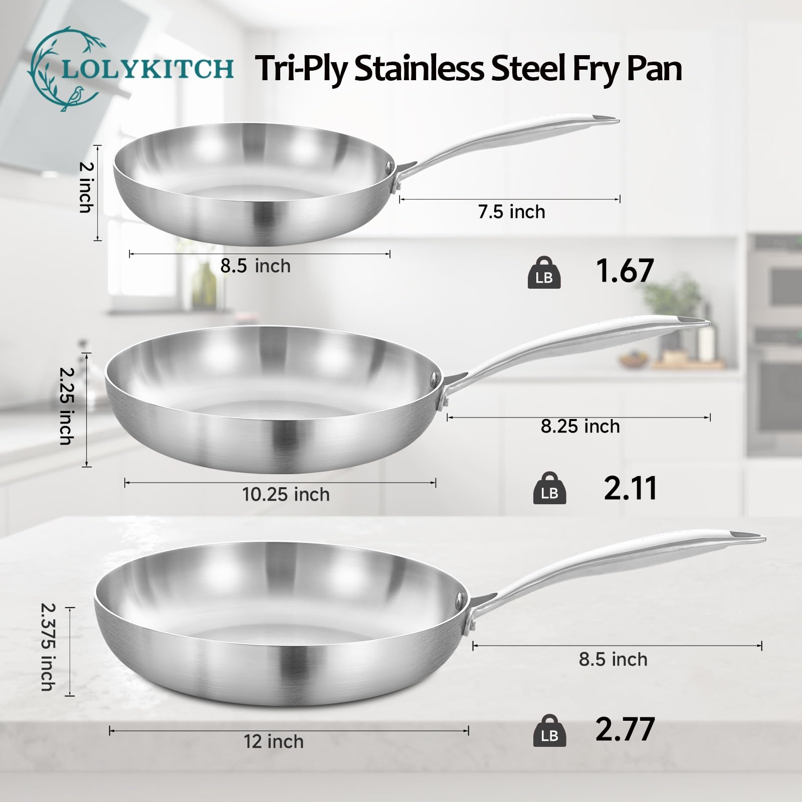 LOLYKITCH Tri-Ply pans are dishwasher-safe for easy cleanup.