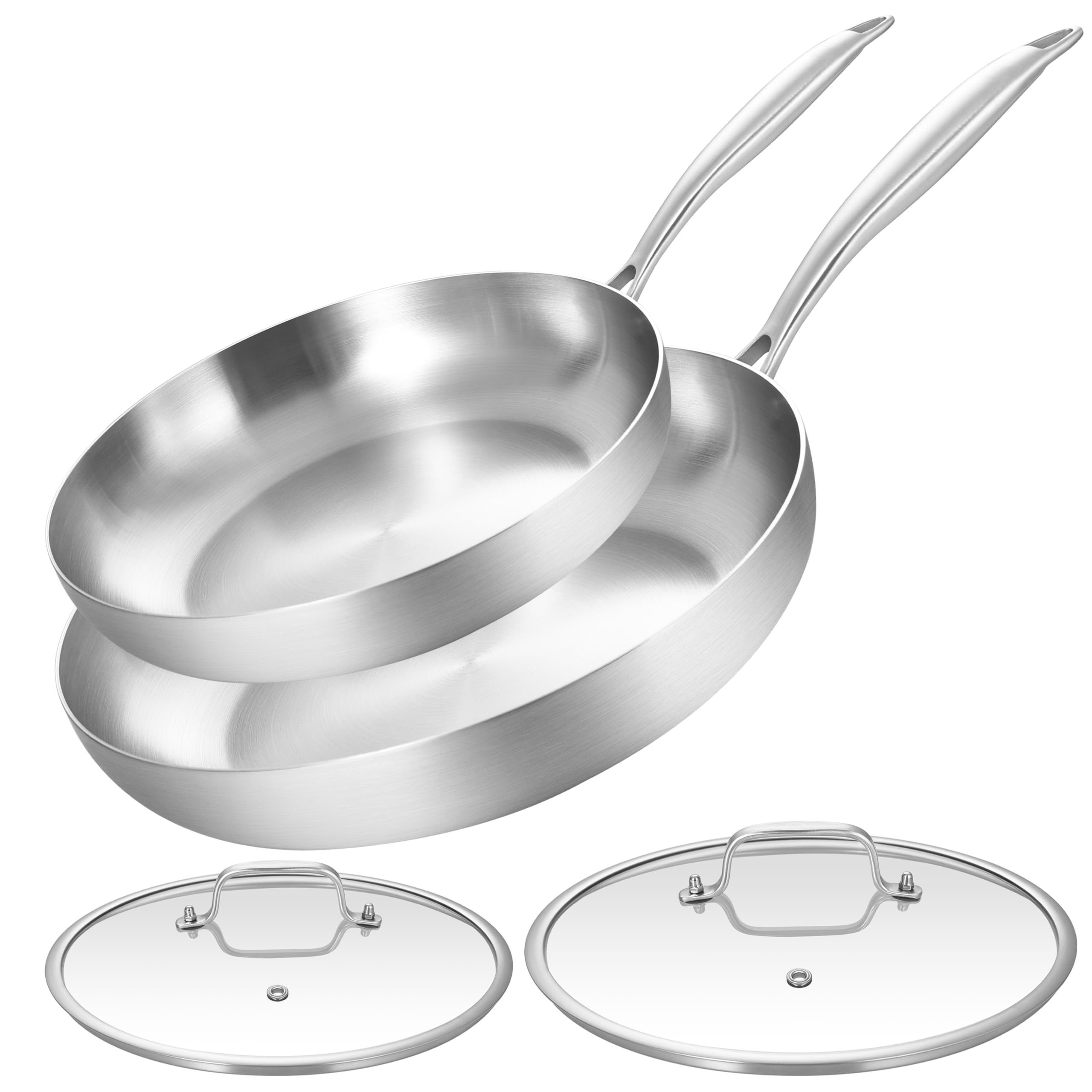 LOLYKITCH tri-ply frying pan 10-12 inch for even heat and browning.