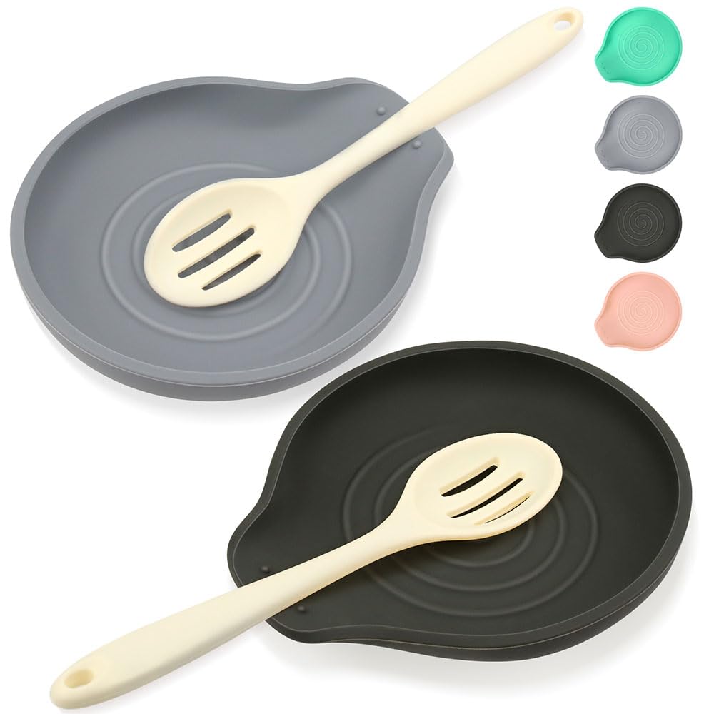 LOMILD spoon rest on stove top in gray keeps utensils organized and countertops clean