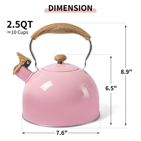 Lonffery pink kettle on a kitchen counter for stylish use