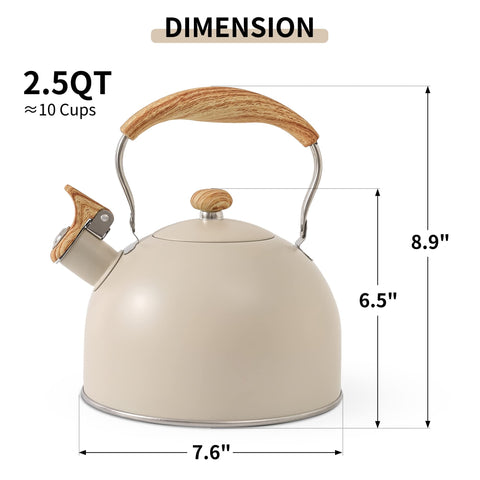 Lonffery kettle spout lid and wood handle for safe pouring.