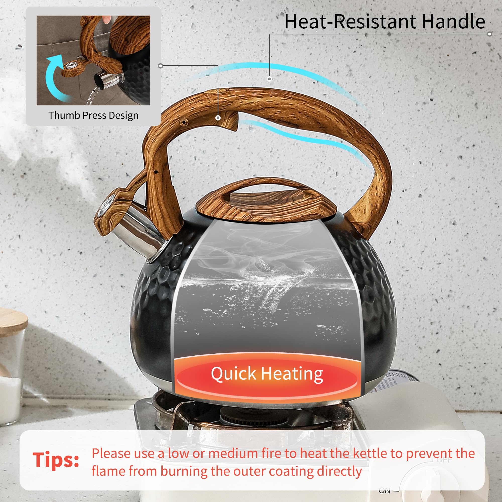 Lonffery stainless steel body resists rust and cleans easily.