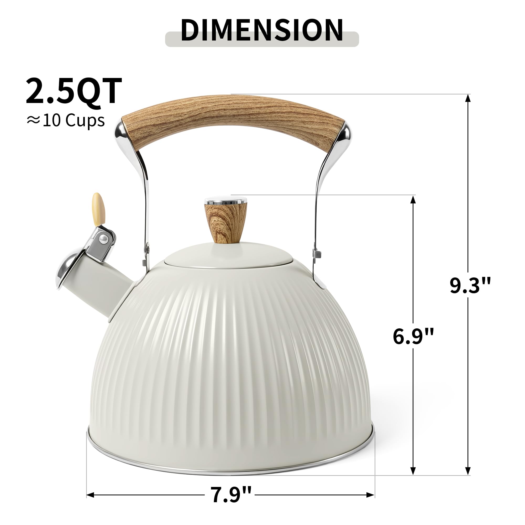 Lonffery whistle sound provides a reliable boil alert to help prevent overboil.