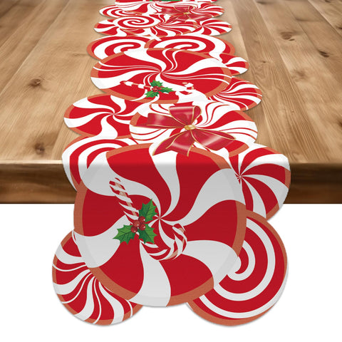 Lonfliness peppermint table runner with candy cane pattern adds festive charm to Christmas meals