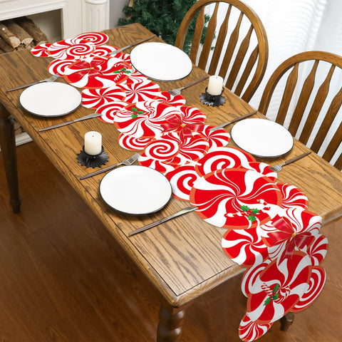 Lonfliness peppermint lollipop design creates warm, inviting table settings