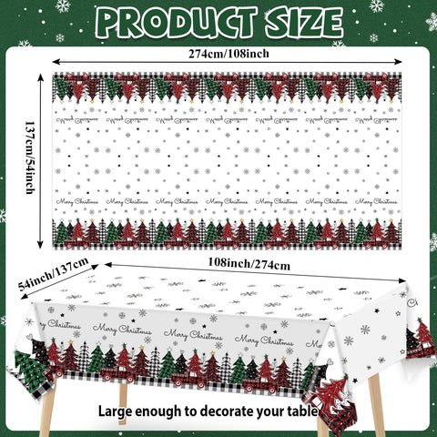 Lonfliness snowflake truck pattern tablecloth; durable party backdrop.