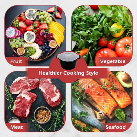 Longmann steamer heats soup and rice evenly in the microwave.