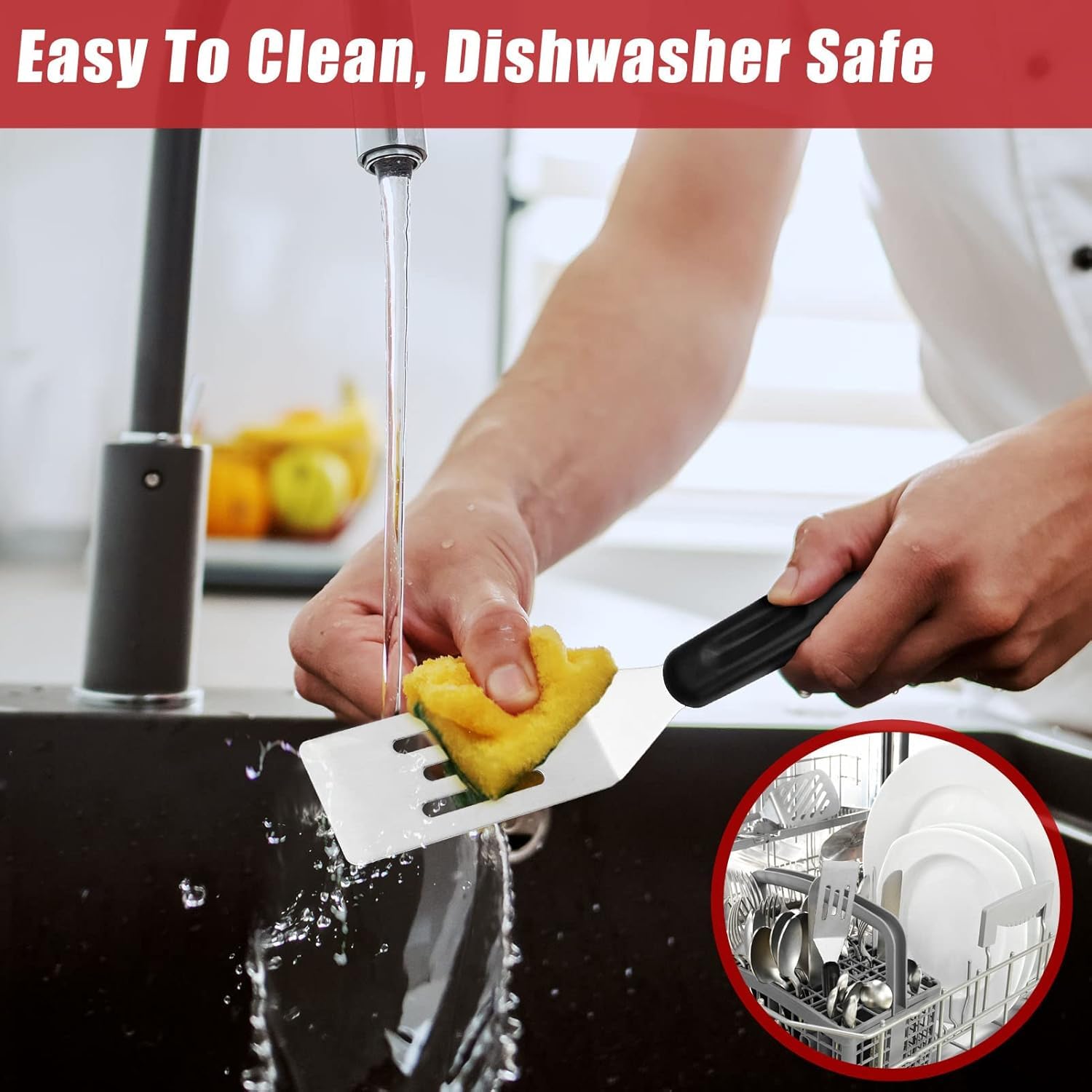 Longmann Pampered Chef Mini-Serving Spatula 2622 dishwasher-safe for easy cleanup.