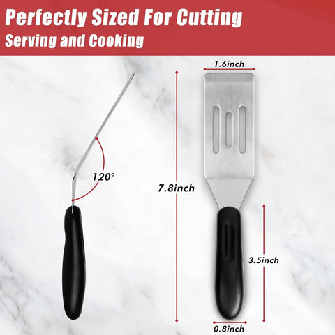 Longmann Pampered Chef mini-serving spatula beveled edge enables smooth under-food lifting.