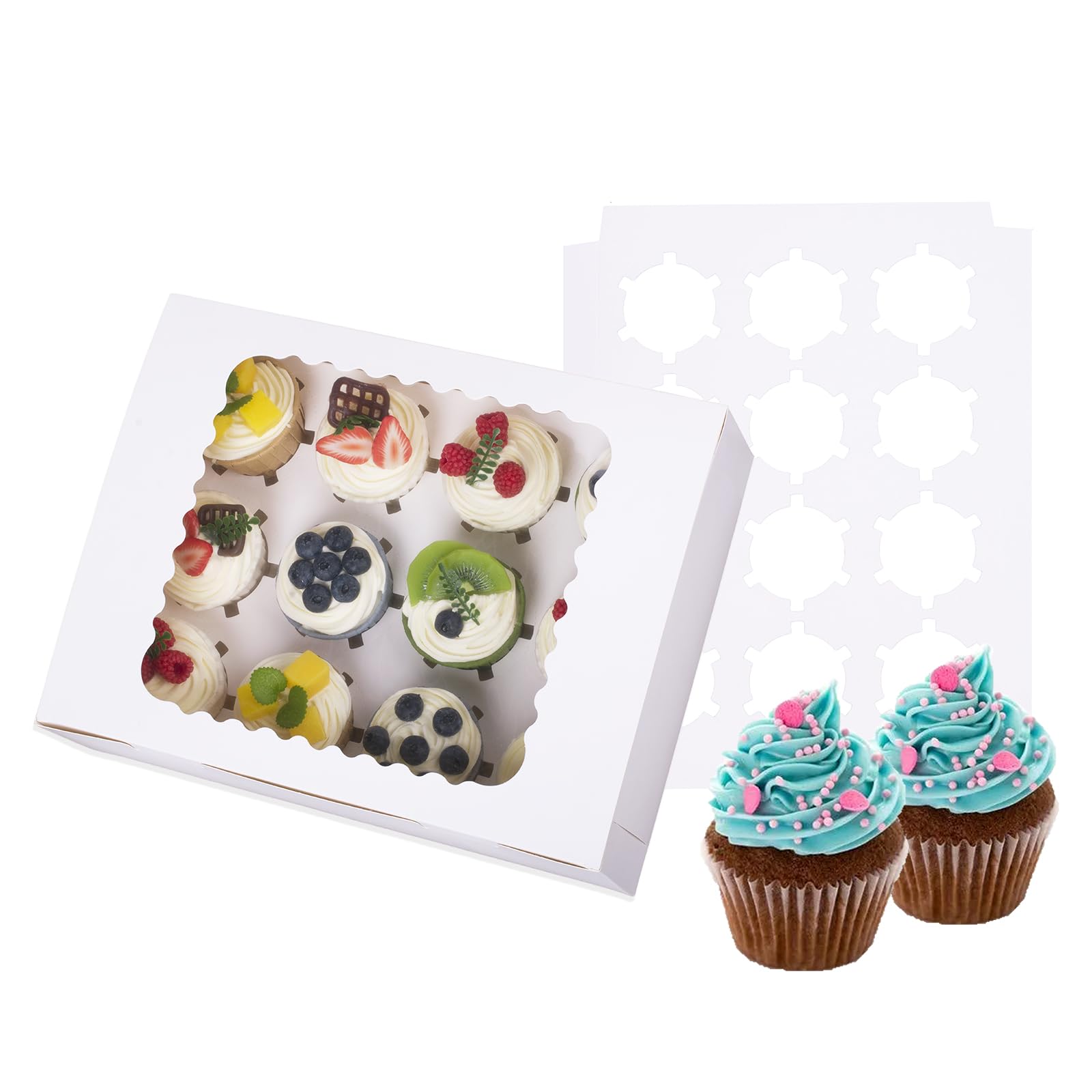 LONGTEAM cupcake boxes with 12-count insert for secure transport.