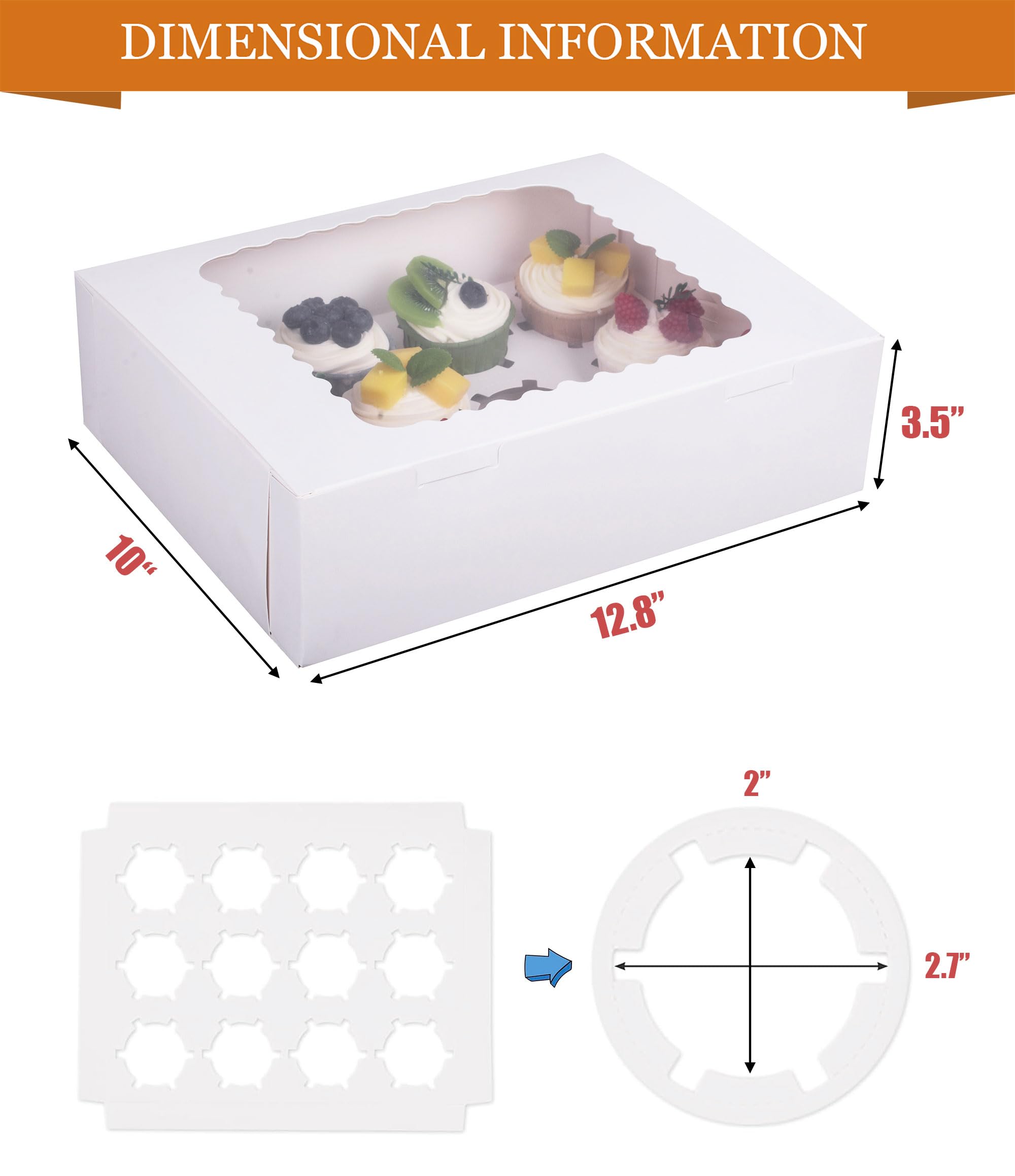 LONGTEAM cupcake boxes with clear window for attractive display.