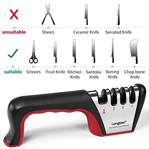Longzon cut-resistant glove protects hands during sharpening tasks.