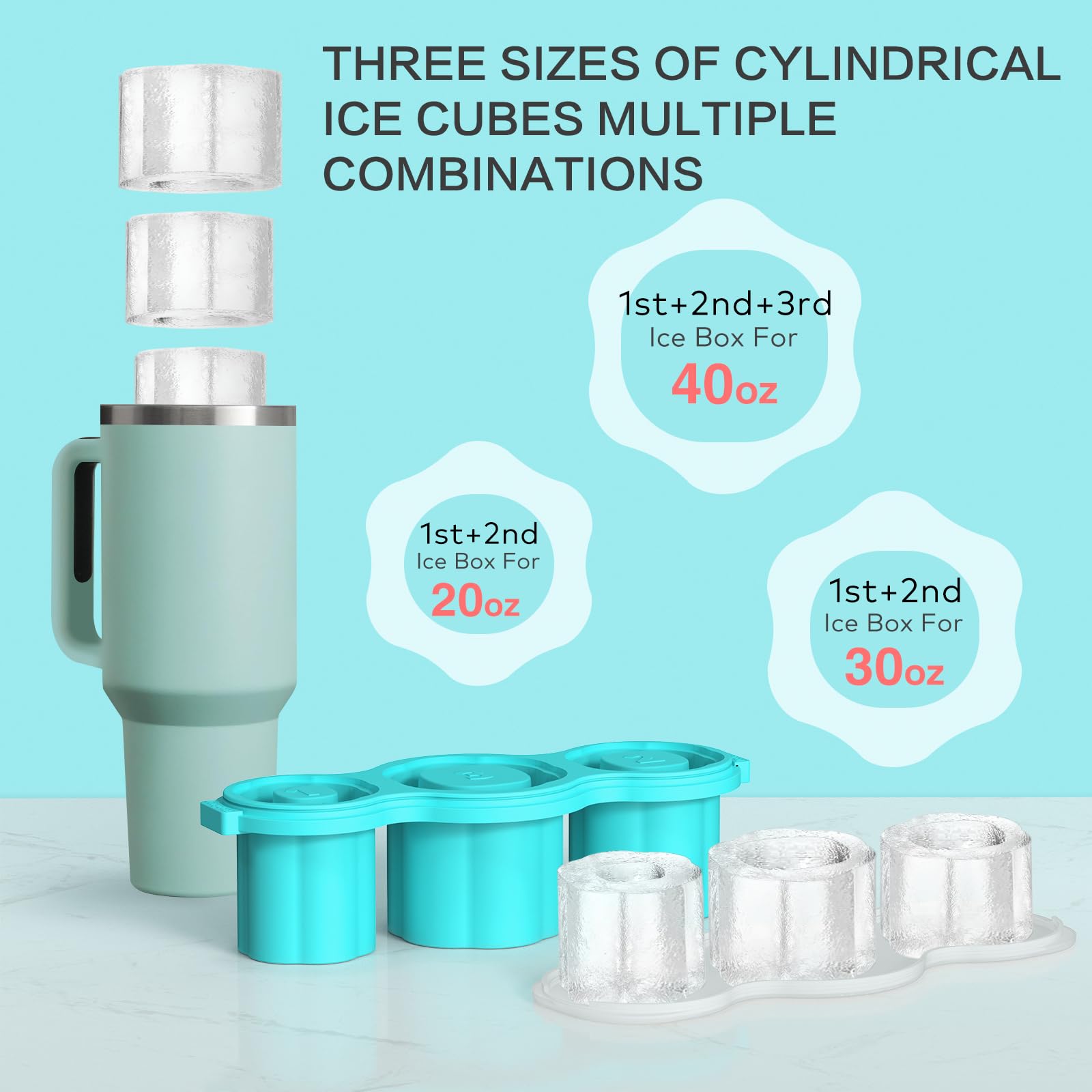 Longzon cylindrical ice cubes design shows hollow cylinders for slow melting and smoother dilution