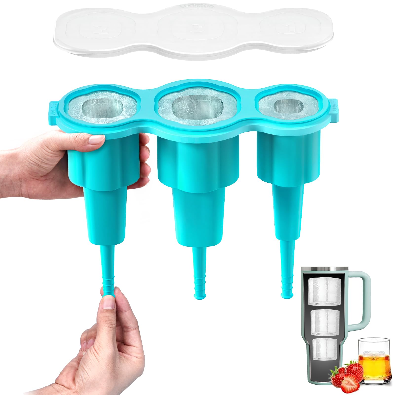 Longzon easy-release ice cubes for Stanley cups keep drinks colder longer