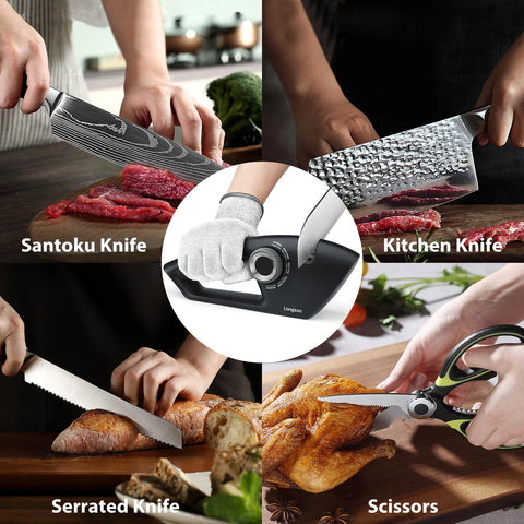 Longzon scissors slot sharpens and polishes kitchen scissors.