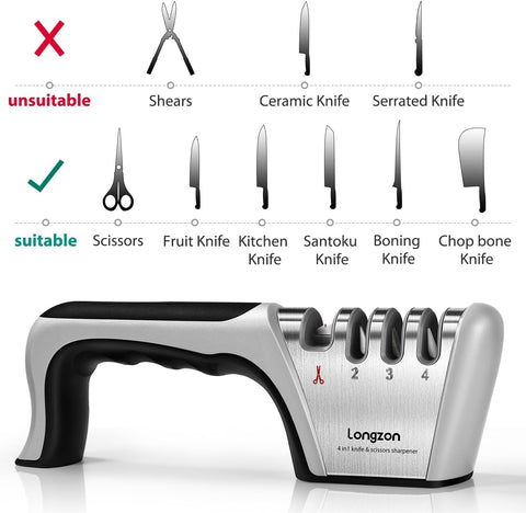 Longzon non-slip base keeps sharpening steady during use.