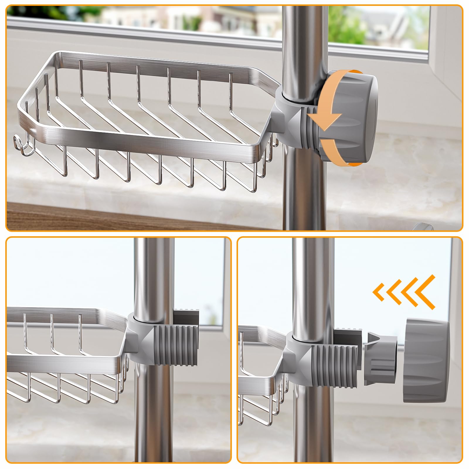 LONIN space-saving kitchen organizer over sink keeps counter tidy.
