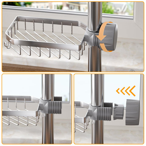 LONIN space-saving kitchen organizer over sink keeps counter tidy.