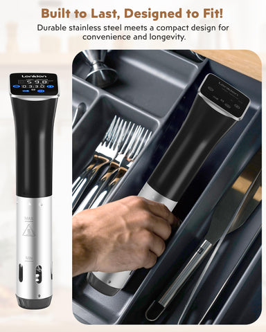 Lonkion sous vide cooker can be cleaned under running water.