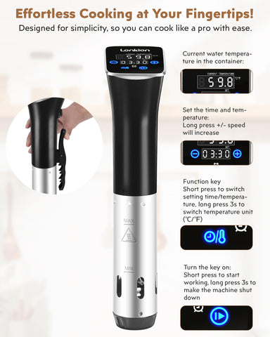 Lonkion sous vide cooker fits in a kitchen drawer for storage.