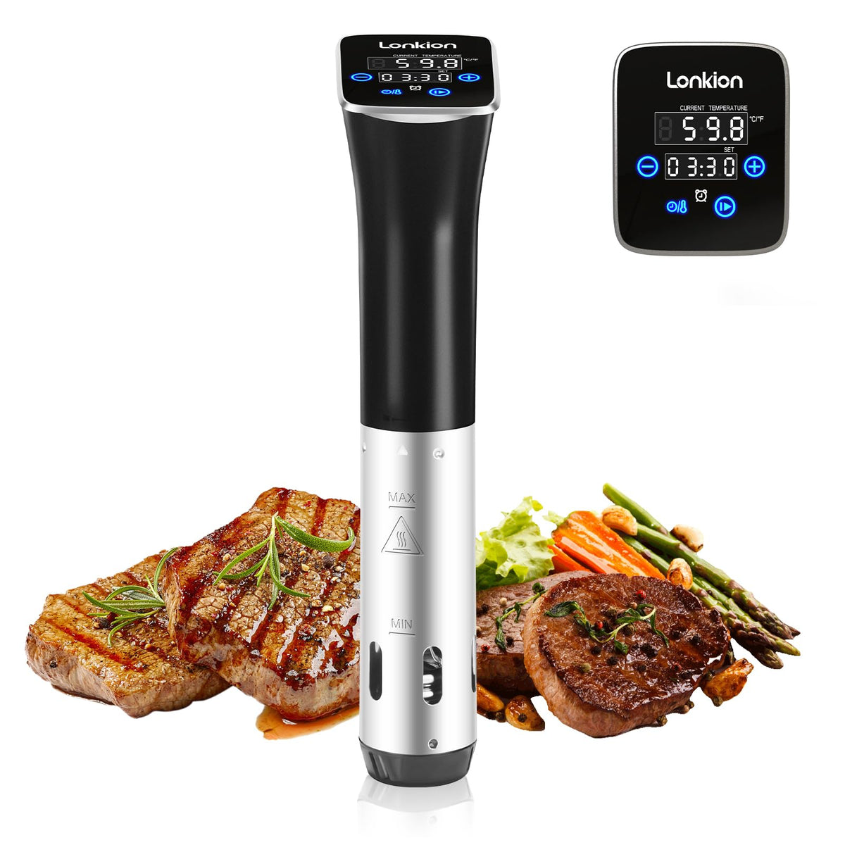 Lonkion sous vide cooker immersion circulator delivers precise temperature control for consistent results.