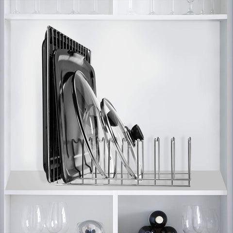 Lonpute kitchen storage organizer for lids, plates, and sheets
